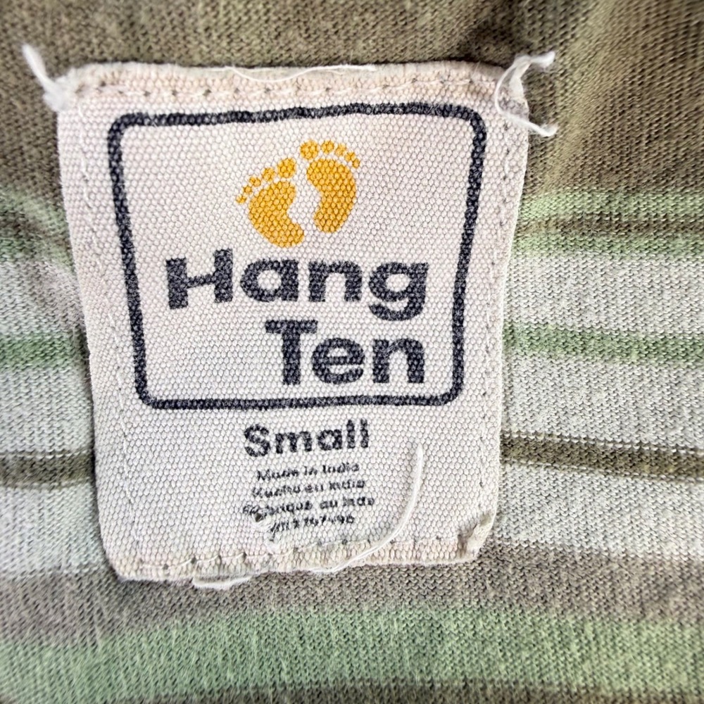 Hang Ten Mens Small T-Shirt Olive Green Sage White Cotton Retro Surfer ~ 2011 - Picture 8 of 9